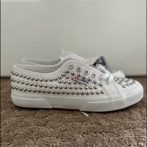 Superga Studded White Sneakers NWT size 8